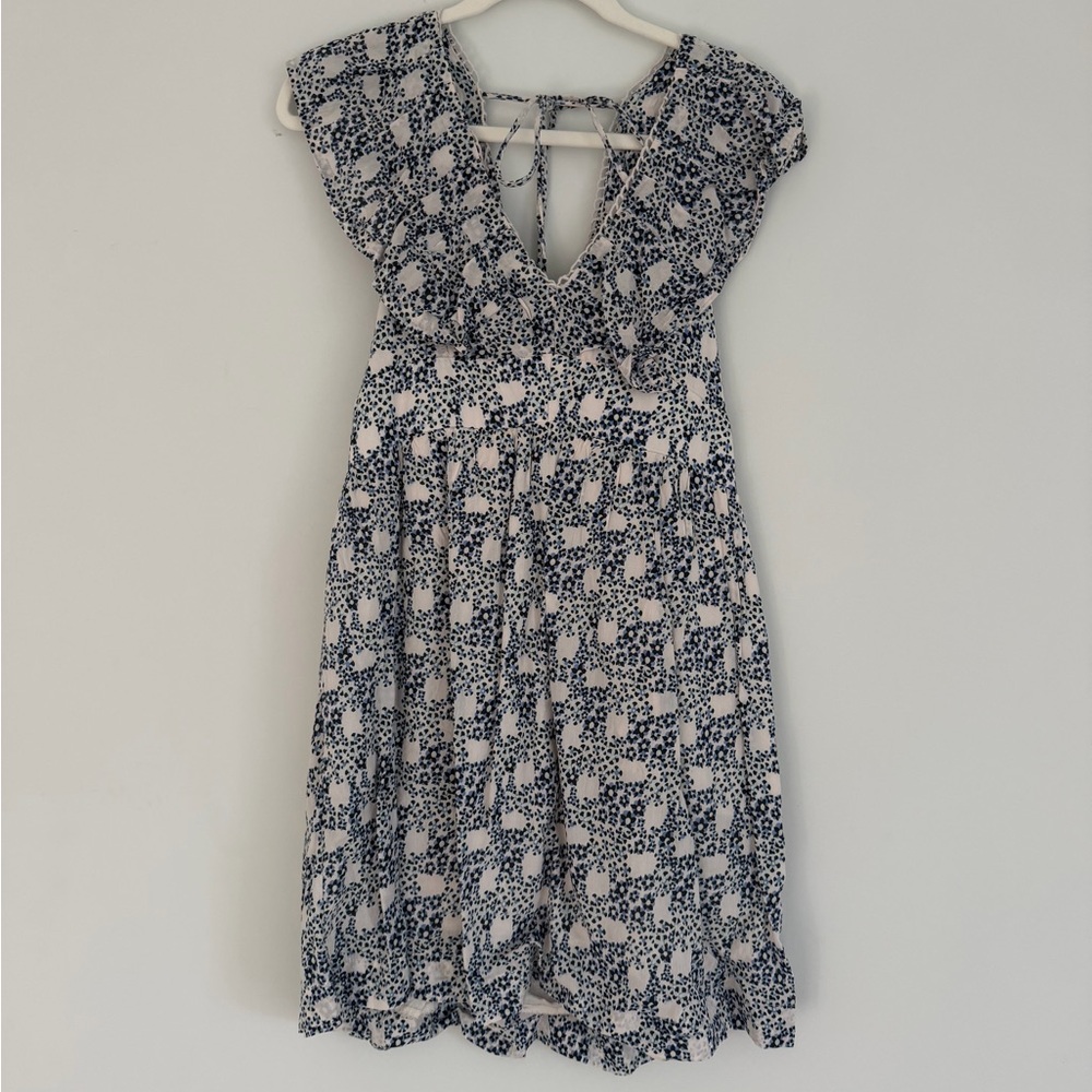 Anthropologie Navy and White Backless Dress